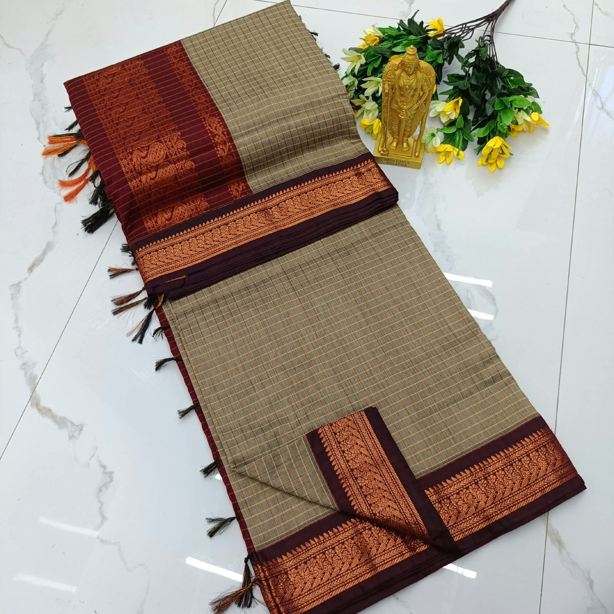 Kalyani pattu cotton checks saree