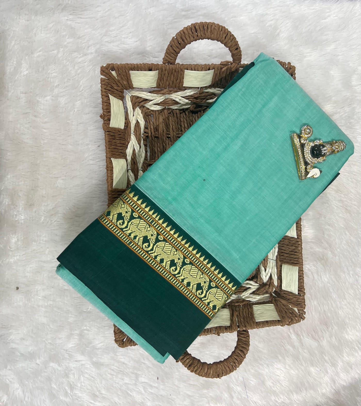 Narayanpeta Mercerised Cotton elephant gap boarder