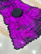 Tie and dye pure chinnon handwork saree