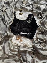 Rangoli silk saree with velvet blouse unstitched