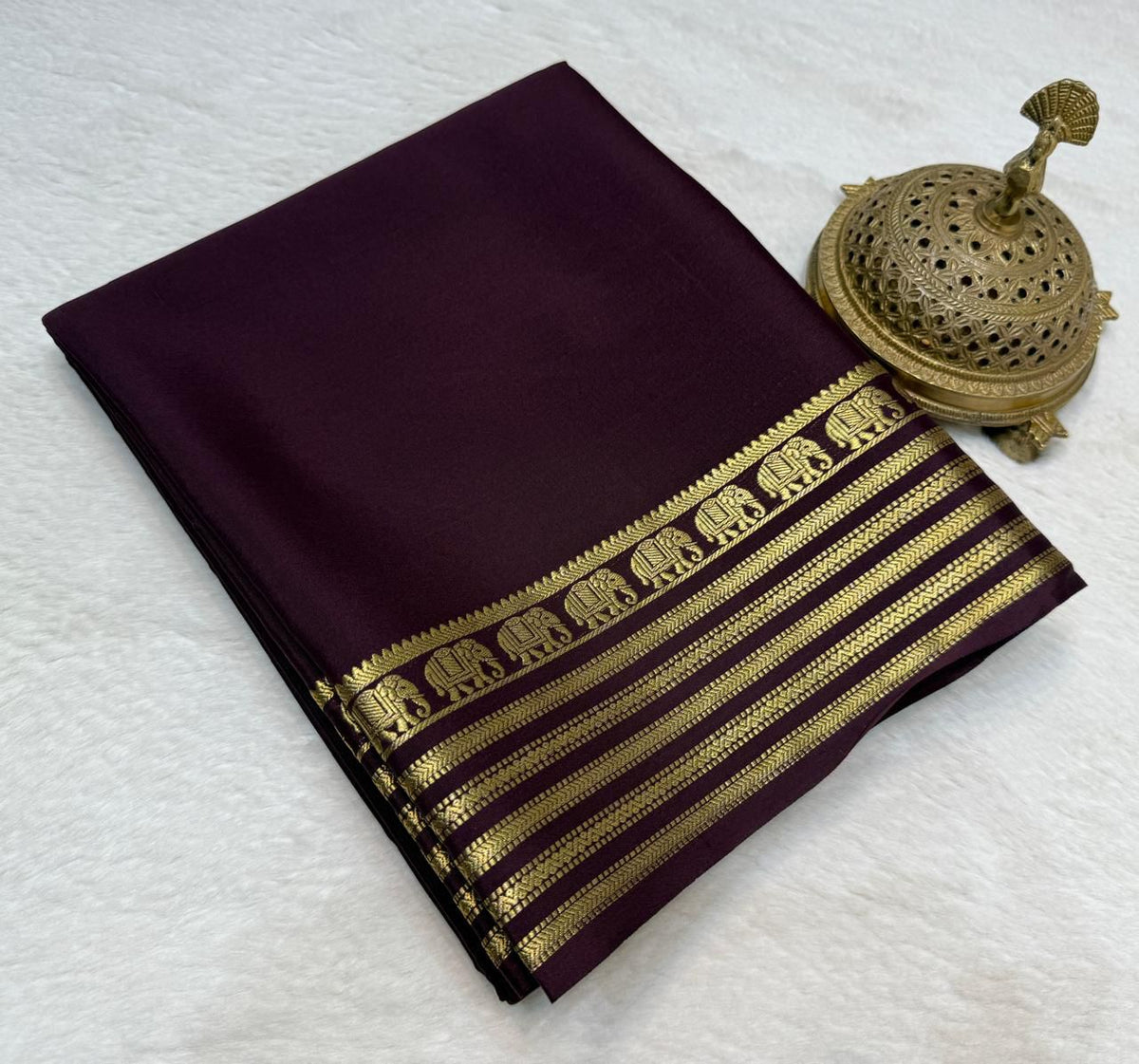 Semi Mysore silk budget range peacock boarder saree