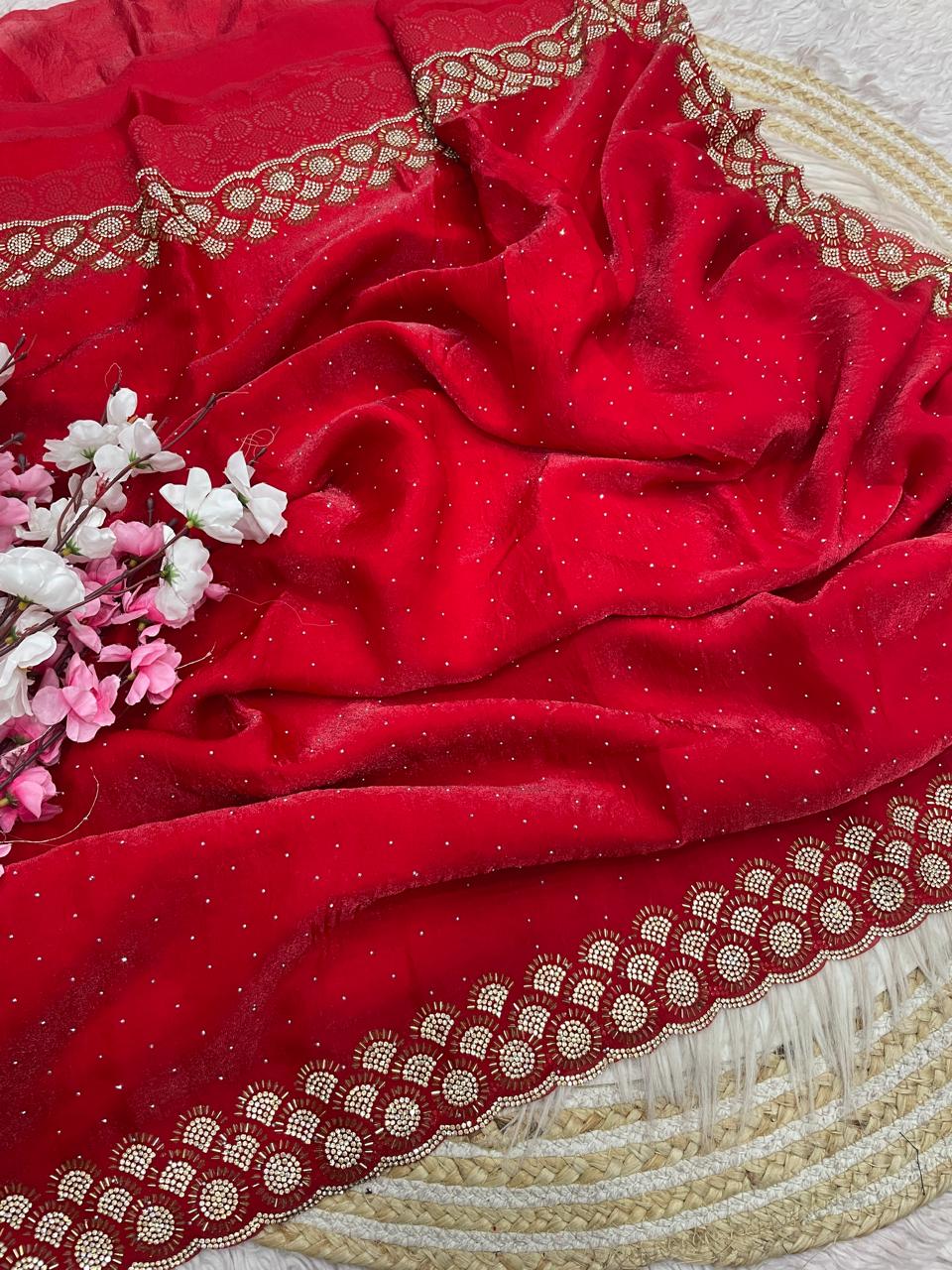 Space Silk diamond work saree