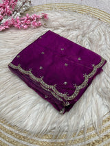 Space silk beads work saree