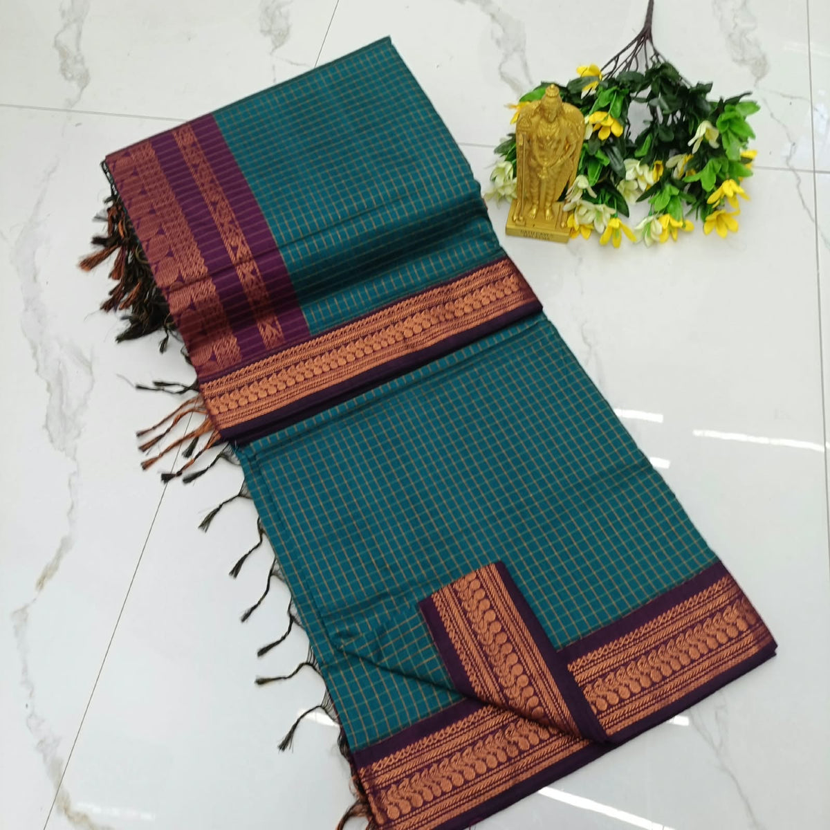 Kalyani pattu cotton checks saree
