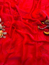 Dark mocha flower space silk saree
