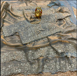 Space Silk Embroidery work saree with stitched blouse