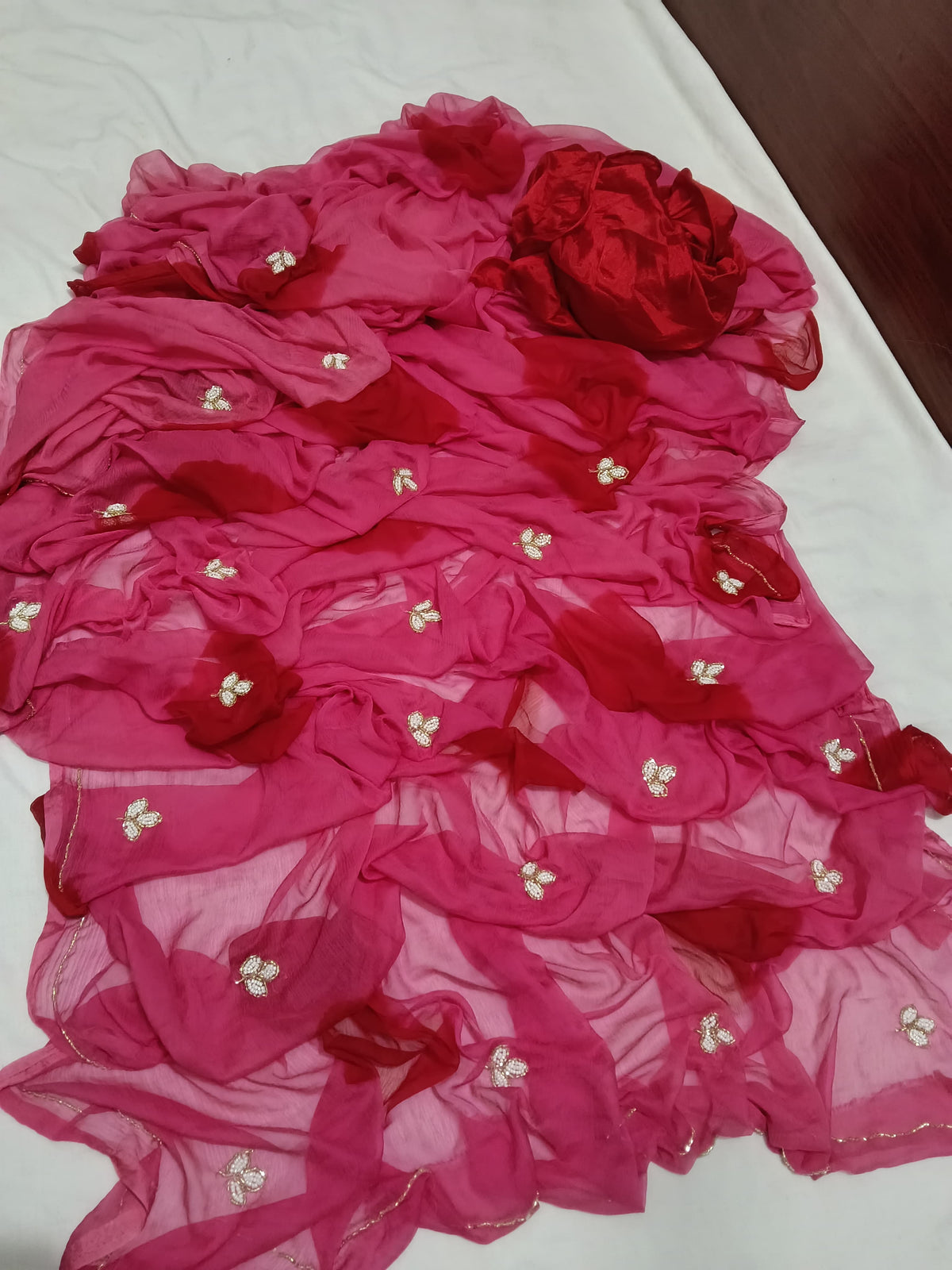 Chiffon butties shibori dye saree