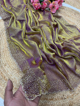 Space silk Diamond work saree