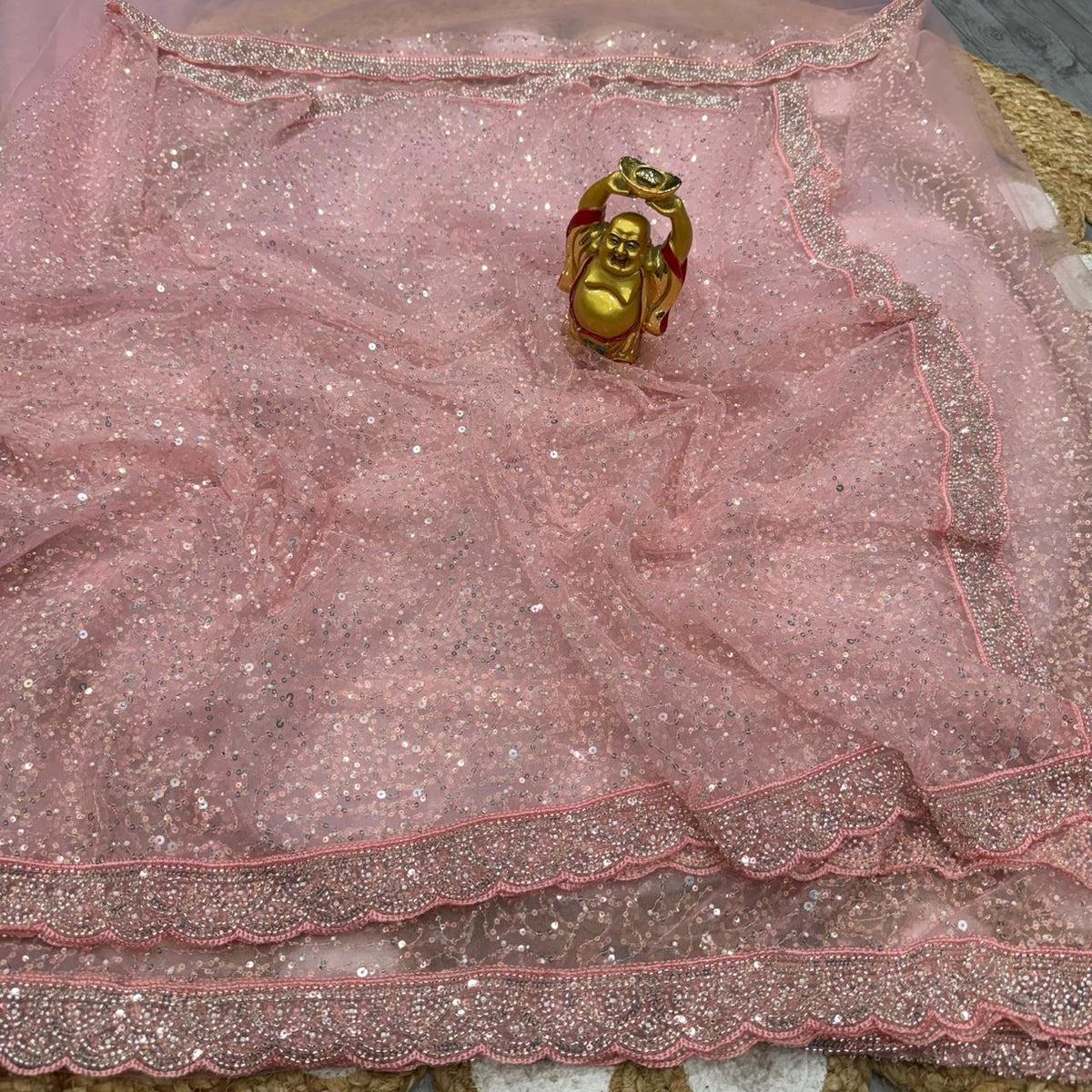 Party wear designer beads work net saree