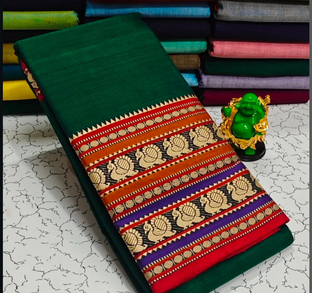 Narayanapeta Handloom cotton peacock Boarder saree