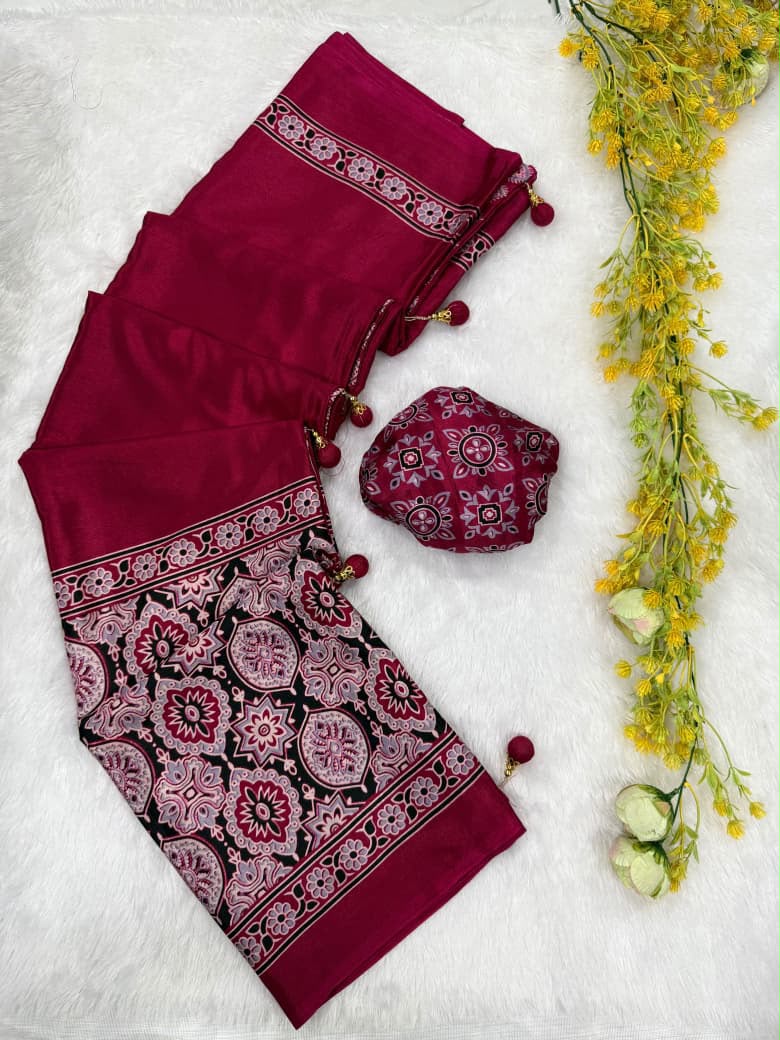 Ajrak latkan new model saree