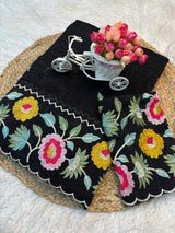 Crunchy fabric cutowork embroidery saree