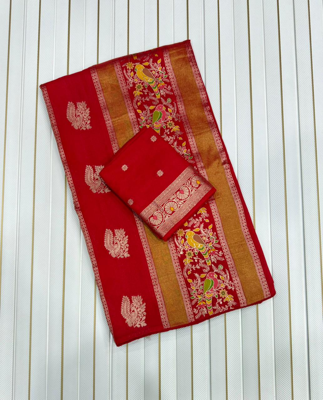 Kaddi georgette tissue meenakari saree
