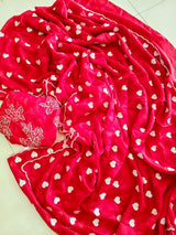 Heart shape embroidery georgette saree
