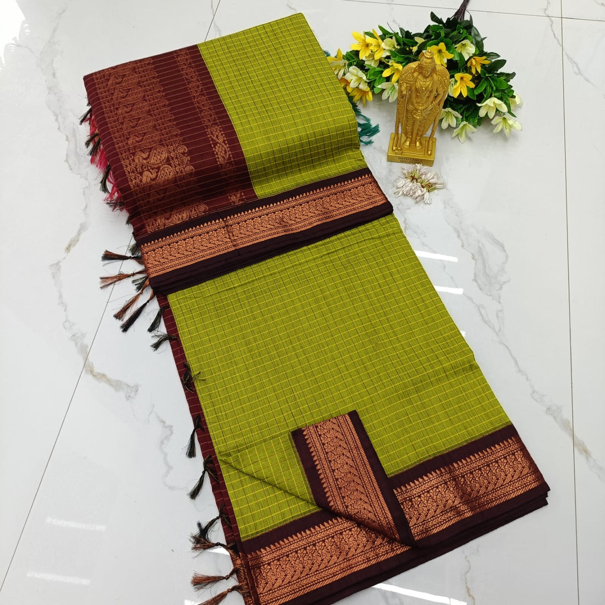 Kalyani pattu cotton checks saree