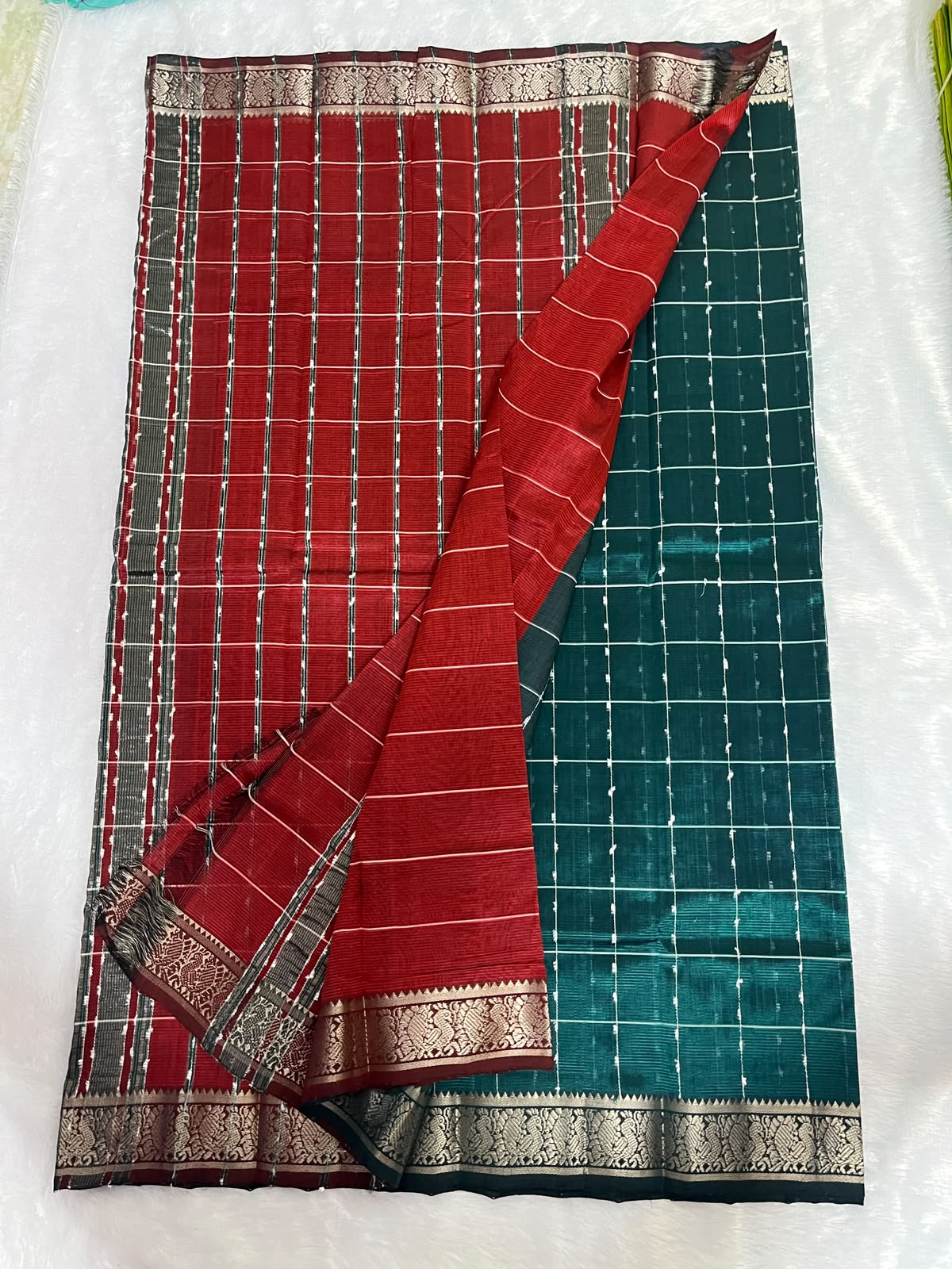 Managalagiri kanchi borader checks saree
