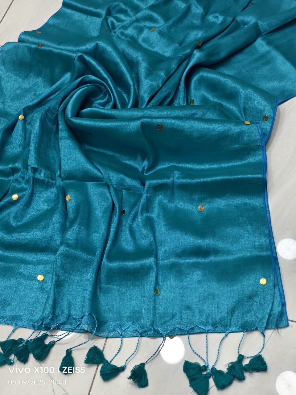 Raga tissue mul cotton saree
