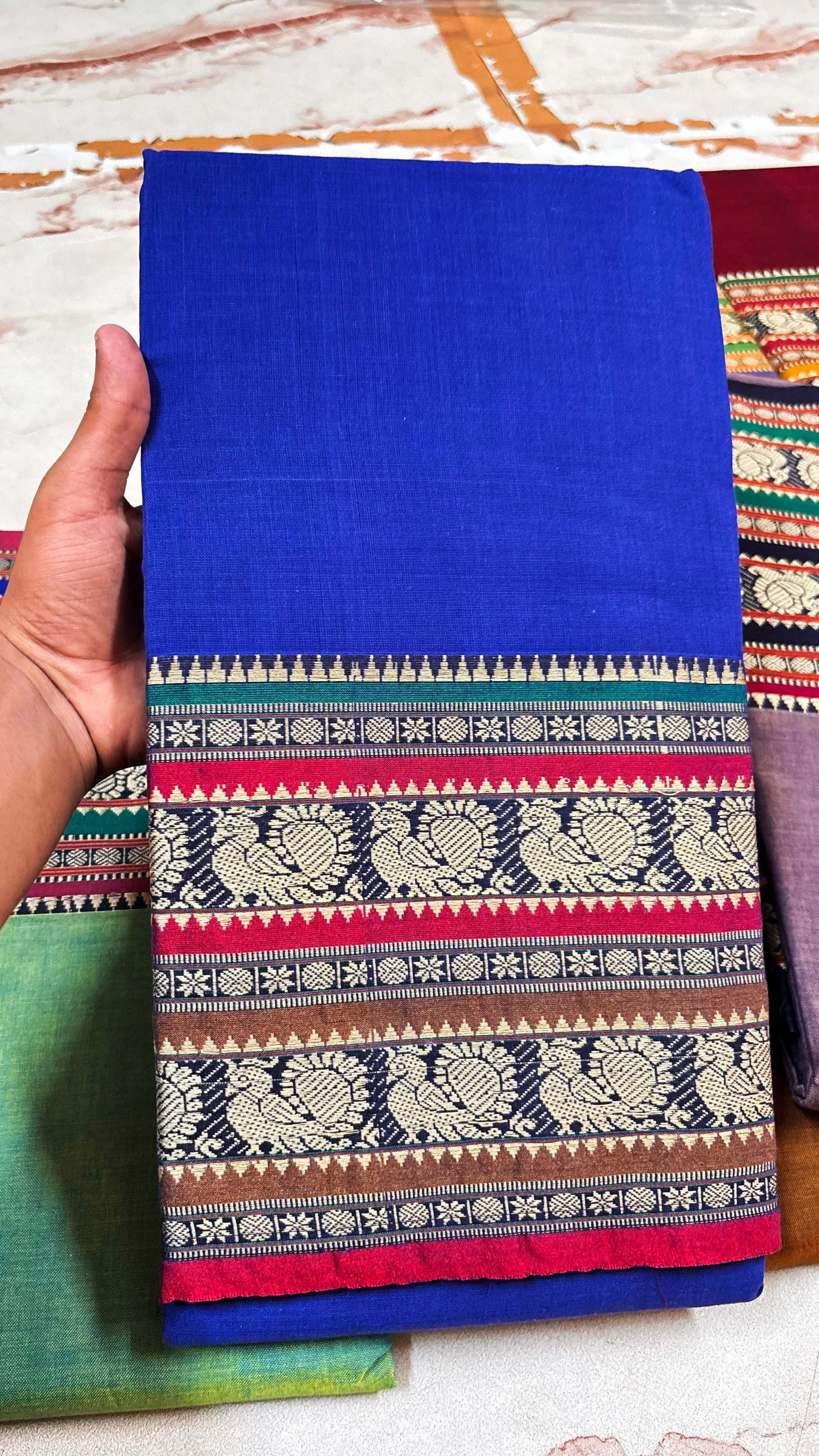 Narayanapeta Handloom cotton peacock Boarder saree