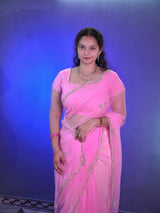 Pure royal georgette handwork saree