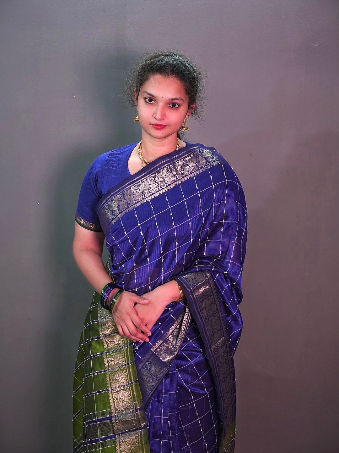 Managalagiri kanchi borader checks saree