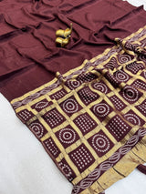 Replica Viscose satin silk saree with bandhej pallu