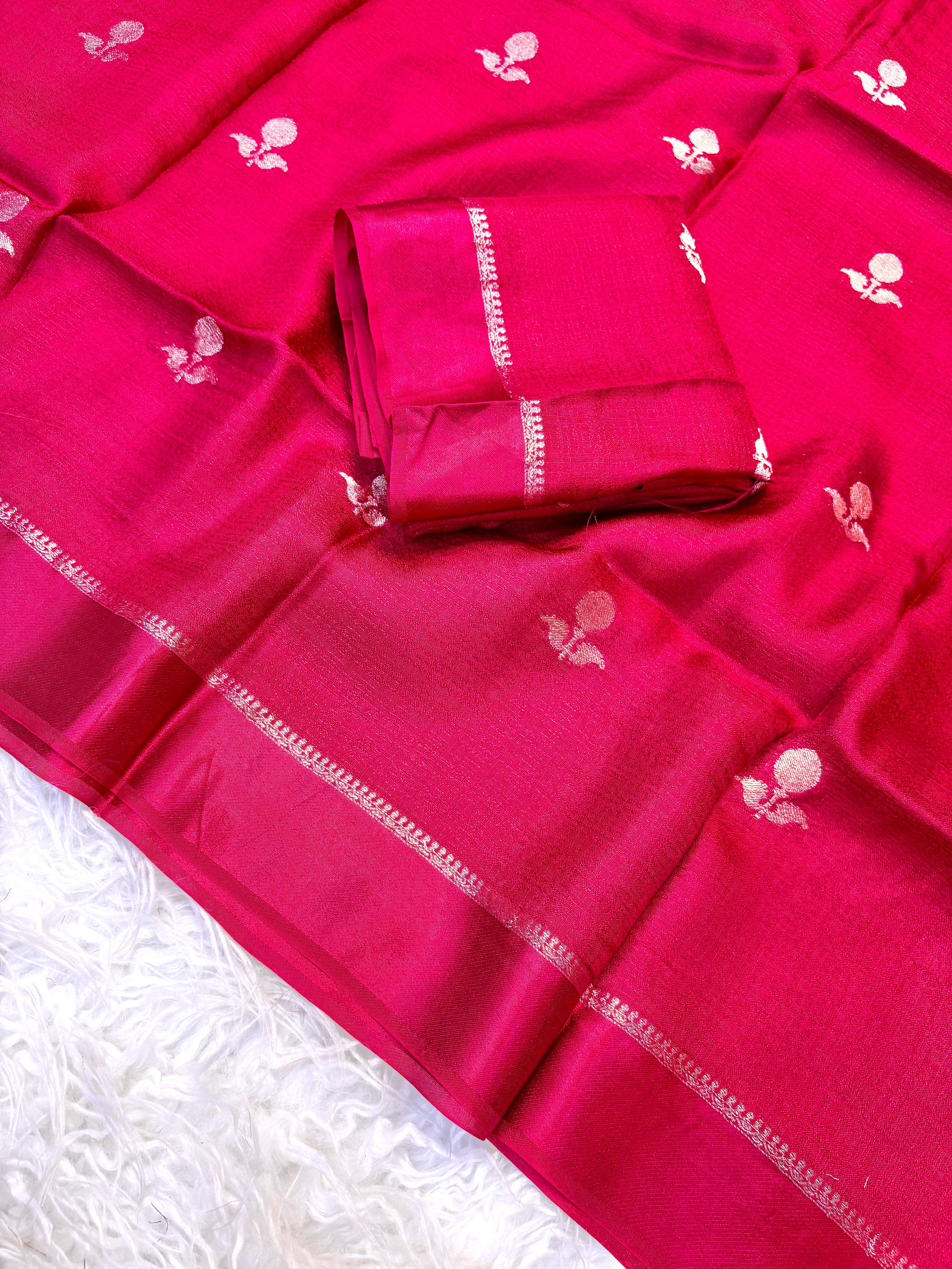 Jute silk viscose leaf pattern saree