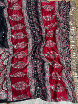 Ajrak mirror satin modal saree