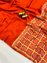 Replica Viscose satin silk saree with bandhej pallu