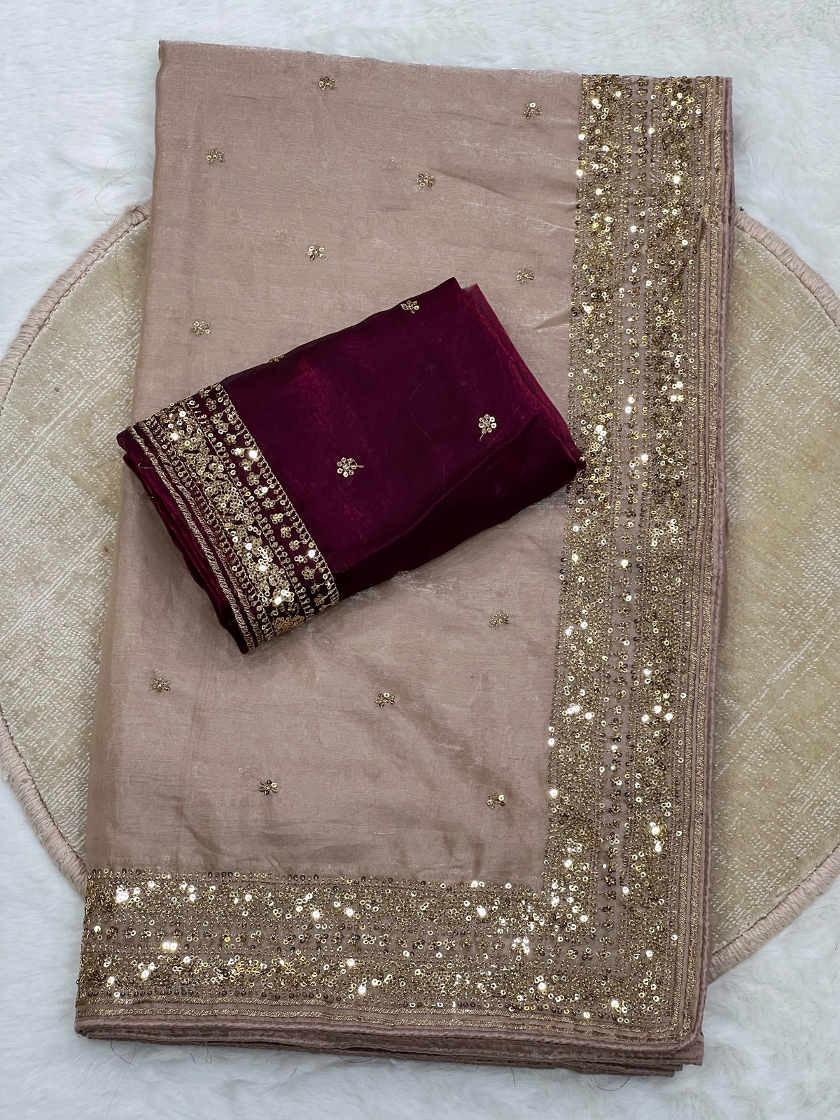Space silk sequence party wear saree