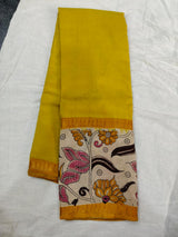 Mangalagiri silk handloom kalamkari gap boarder saree