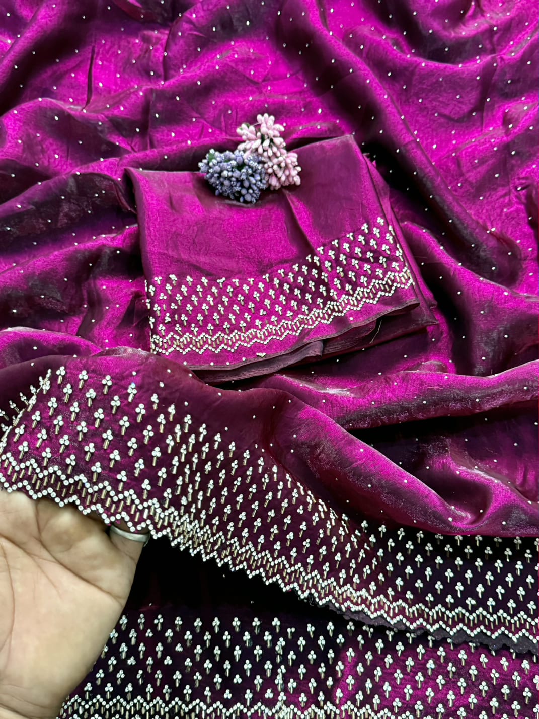 Diamond stone Space Silk Saree