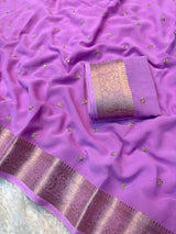 Pure chiffon saree with beads buttis