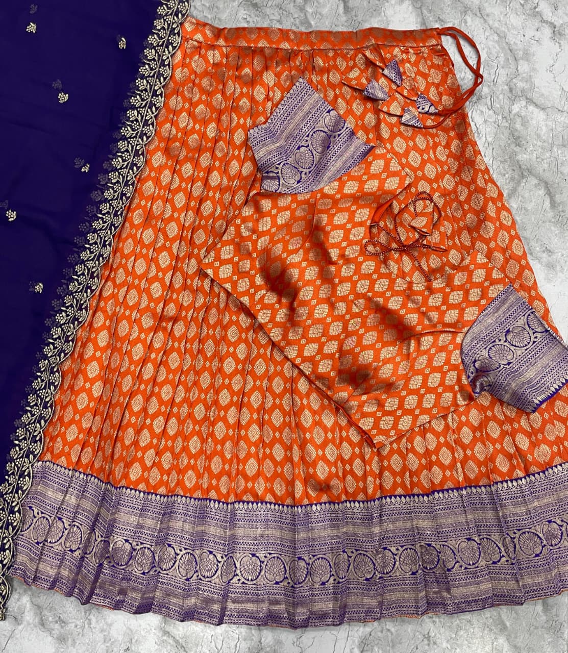 Ugadi kanjeevaram fully stitched half saree