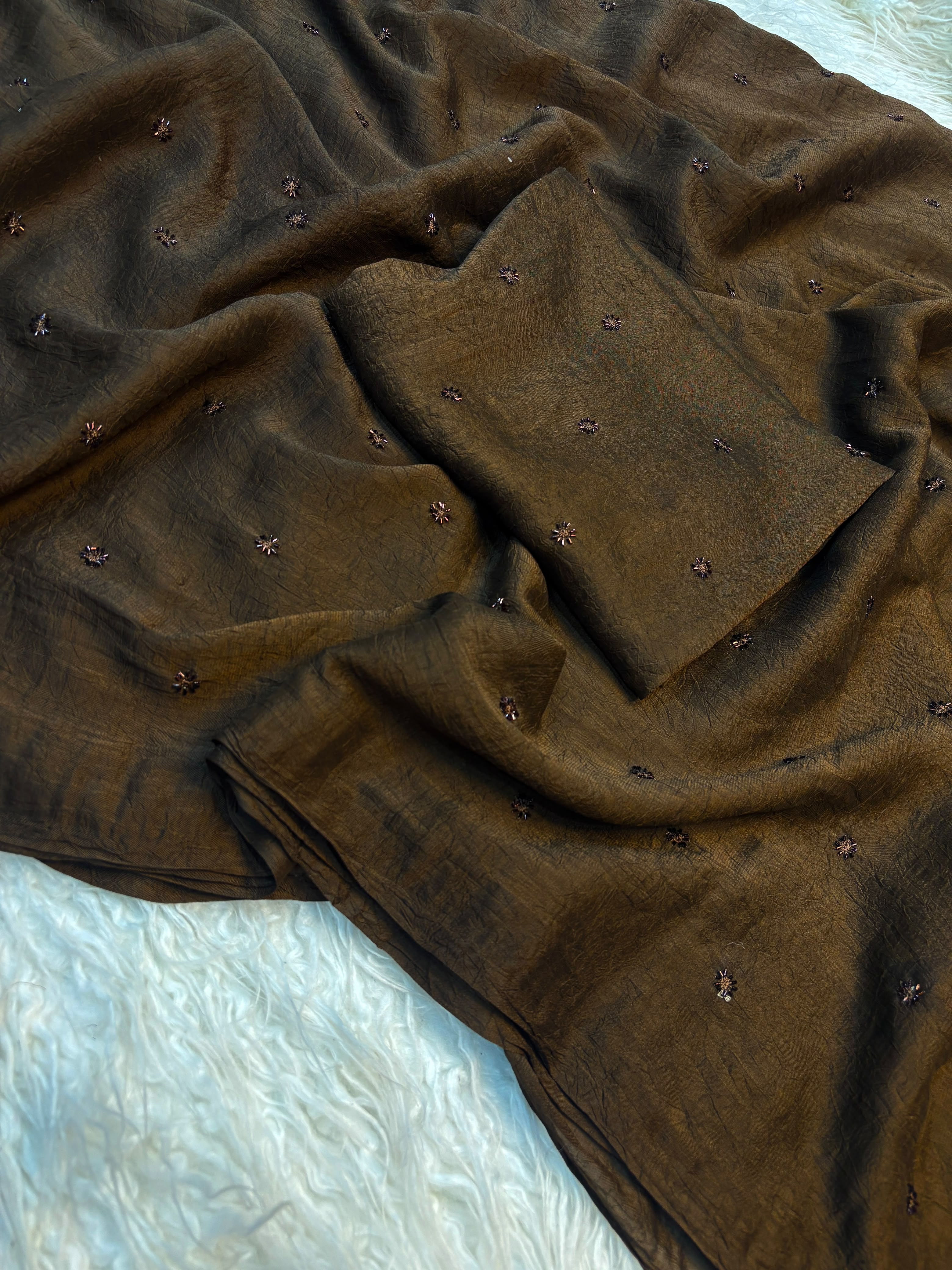 Coffee crush original beads buttis saree