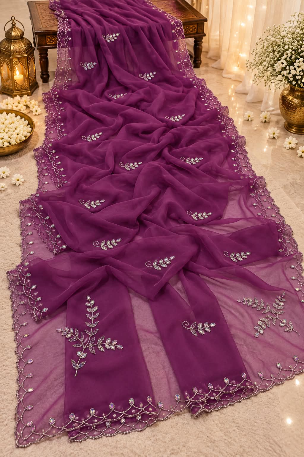 Royal georgette hand work saree