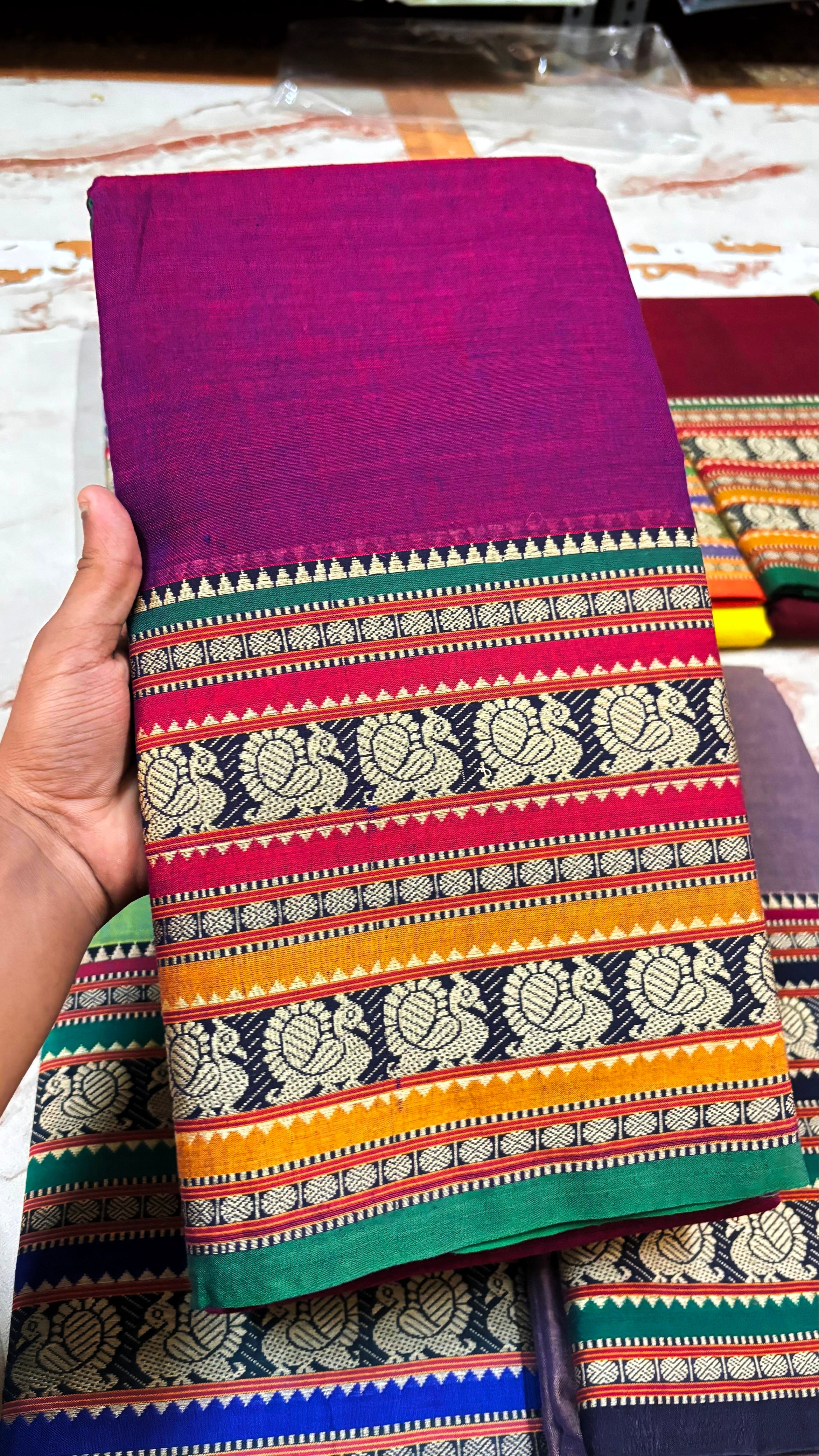 Narayanapeta Handloom cotton peacock Boarder saree