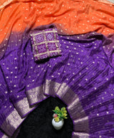 Pure Viscose Chinnon Saree with bandini Blouse