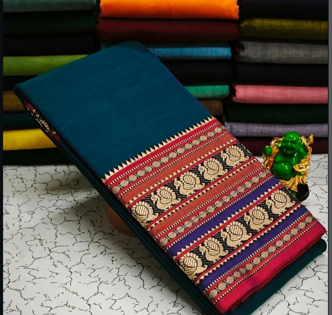 Narayanapeta Handloom cotton peacock Boarder saree