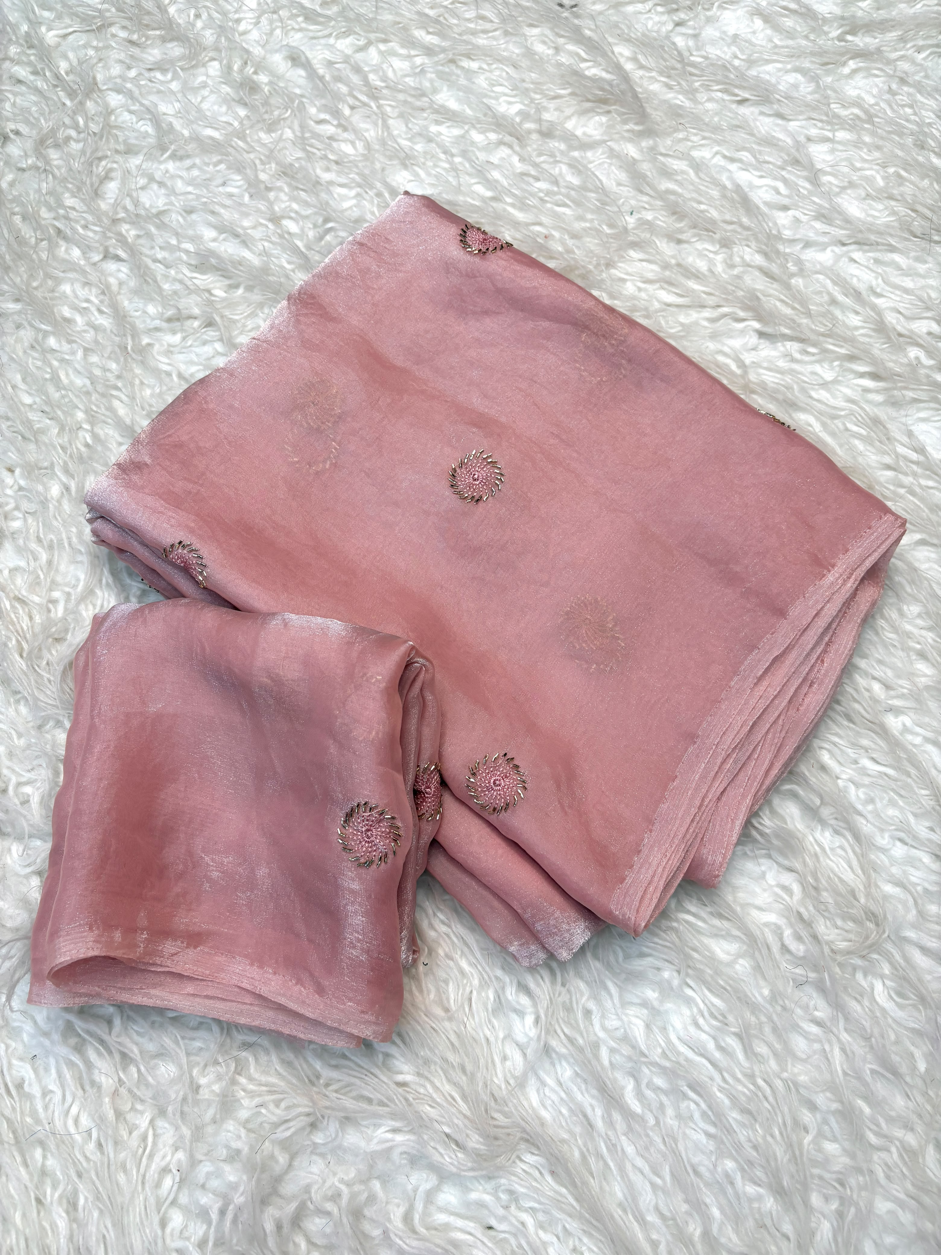 Space silk beads buttis saree
