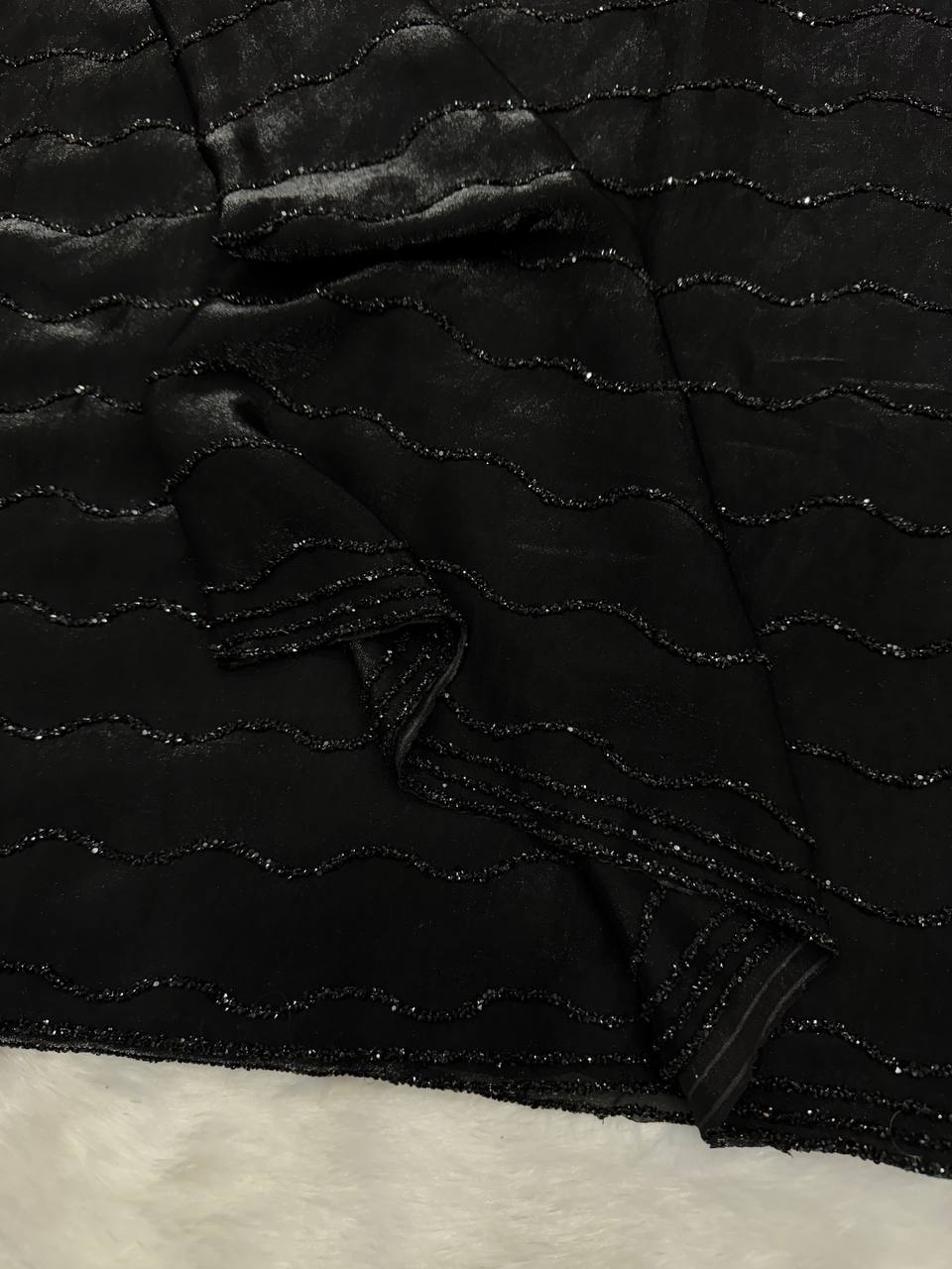 wonderful black cocktail space silk saree