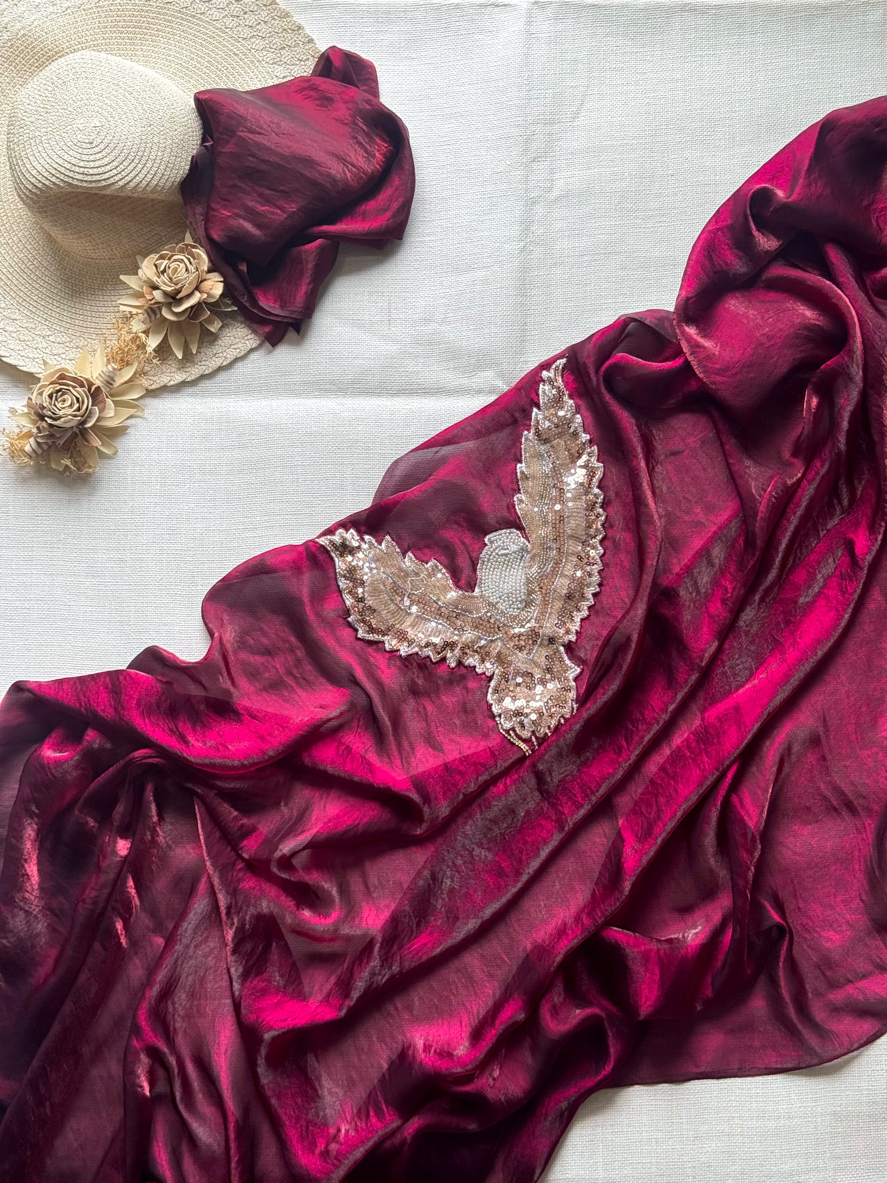 Exclusive Space silk bird patch saree