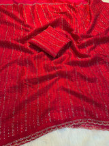 Space silk katli and siroski work sarees