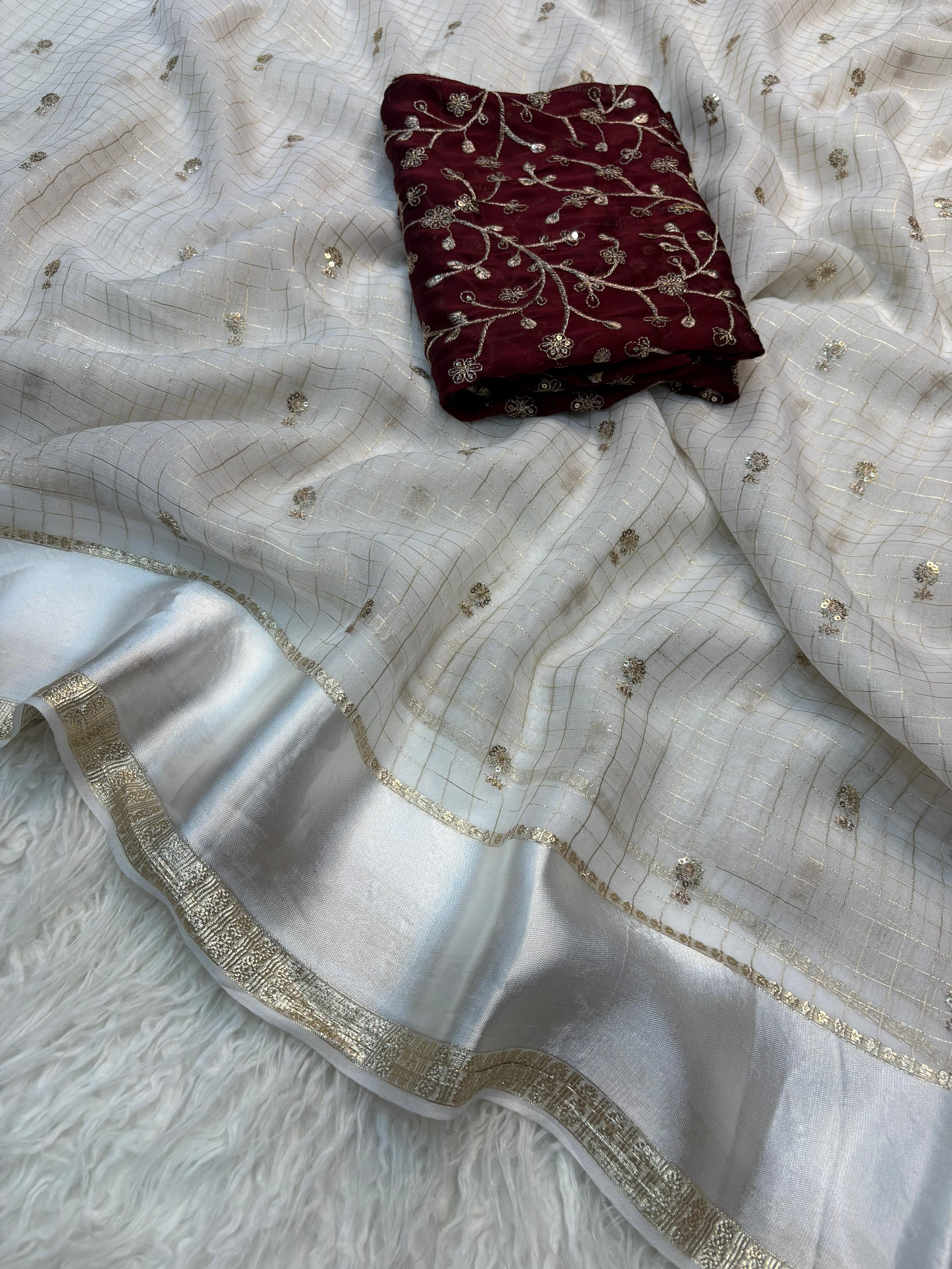Surabhi- Viscose Georgette weaving checks saree