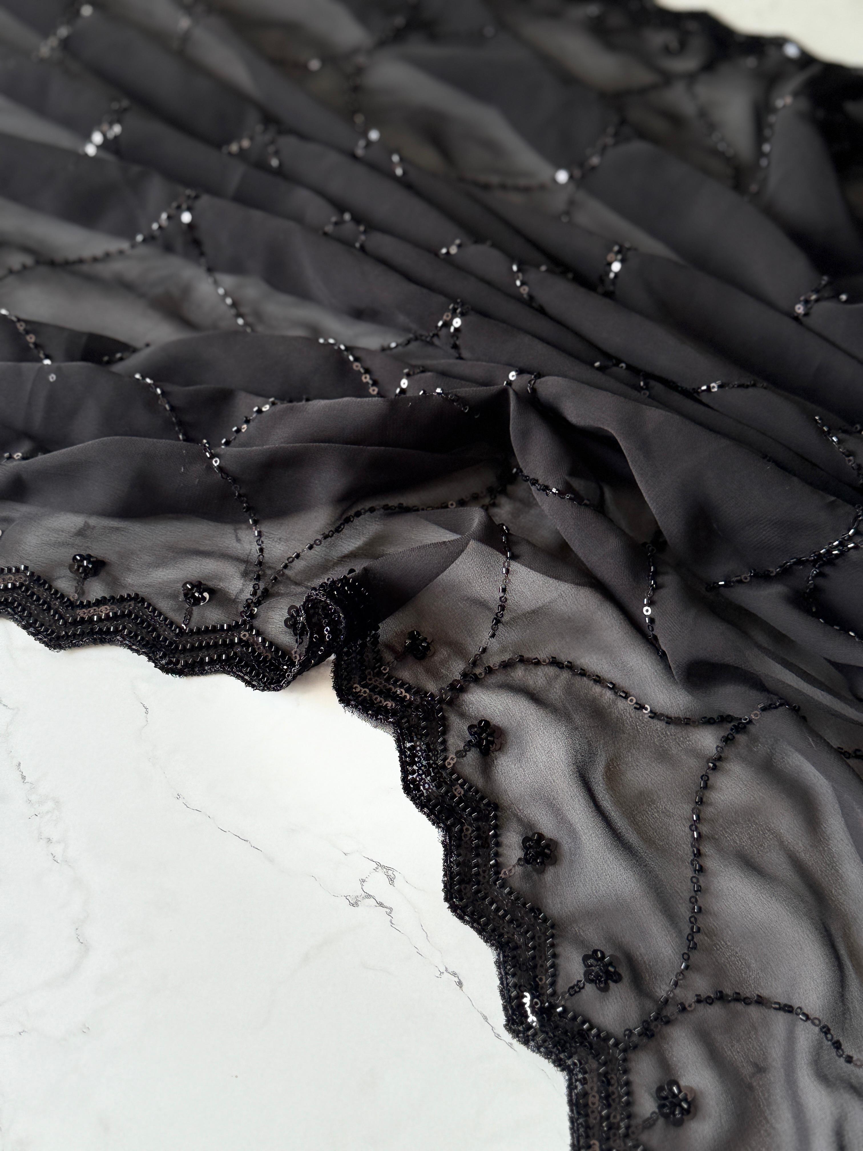 Machine work georgette saree