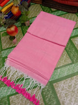 Plain khadi cotton saree with tassels
