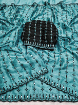 Rangoli heavy mirror embroidery saree
