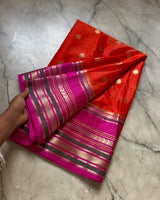 Banarasi soft katan silk contrast boarder saree
