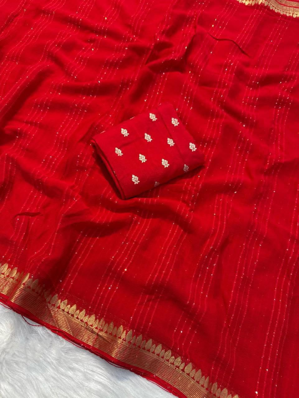 Viscose georgette sequins saree