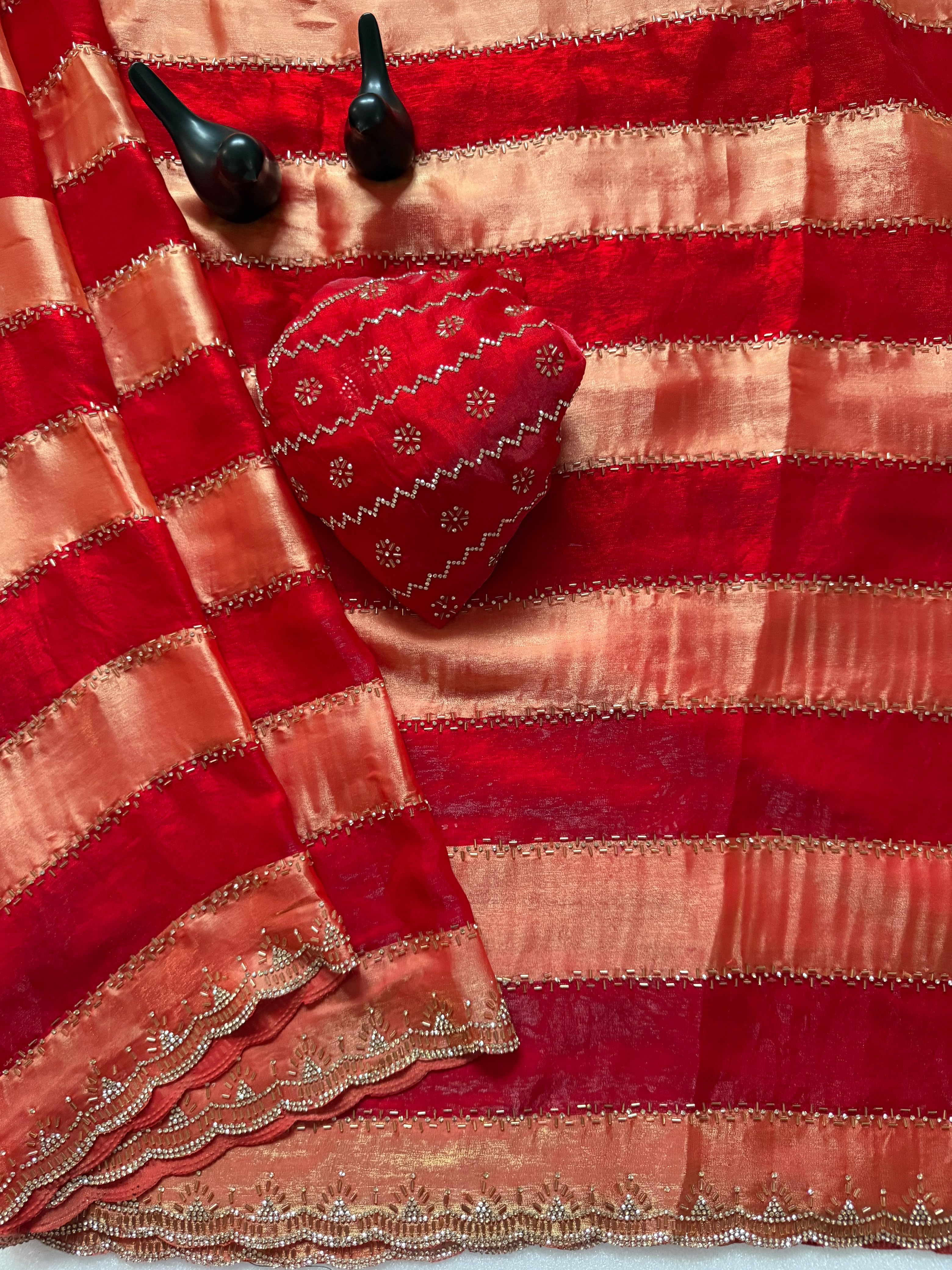 Space silk jharkan work sarees for party wear