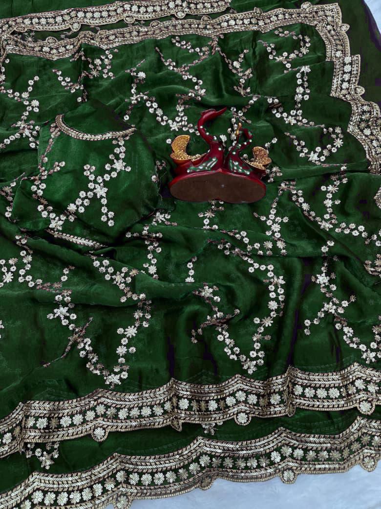 Space silk sequence work saree